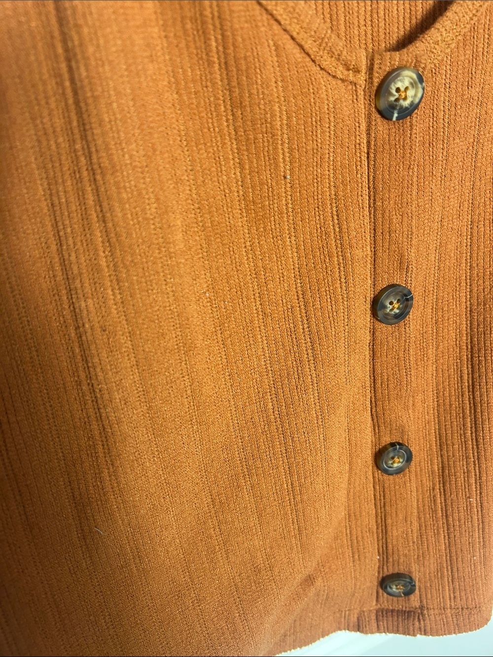 Sienna Sky Ribbed Button-Front Tank in Rust Orange - Picture 2 of 3